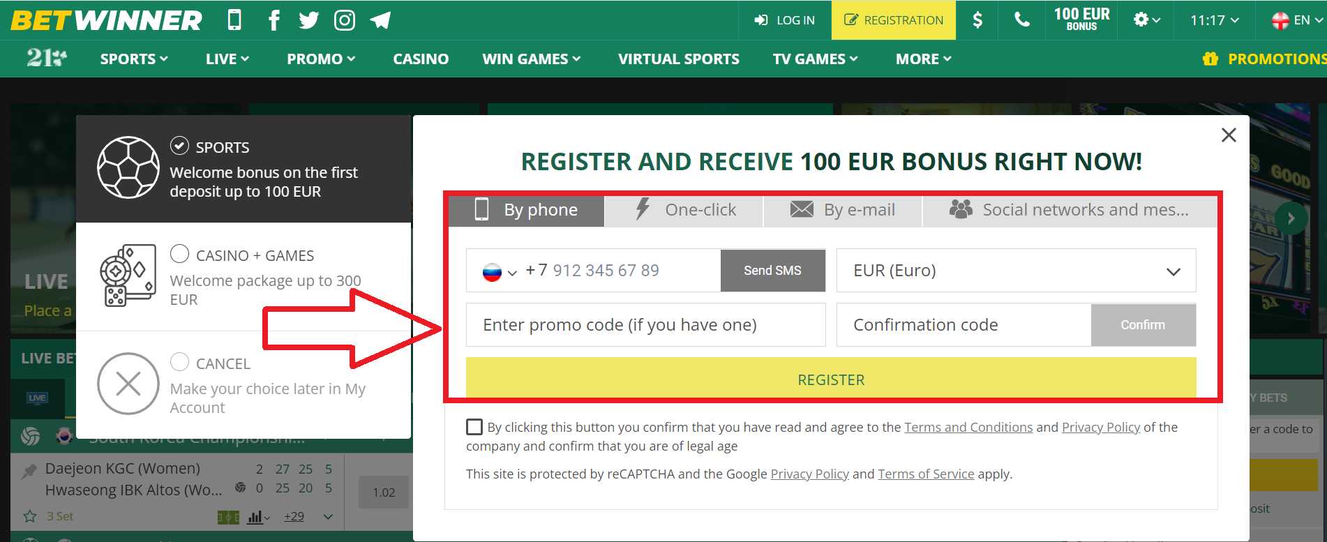 Login rules at BetWinner